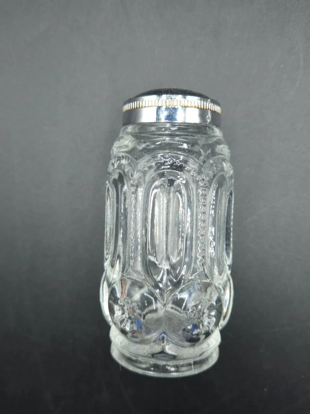 Vintage Moon and Star Pattern Clear Glass Salt or Pepper Shaker only One
